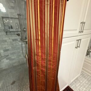 Two Stripe and Pleated 100% Fine Silk Curtain Panels
